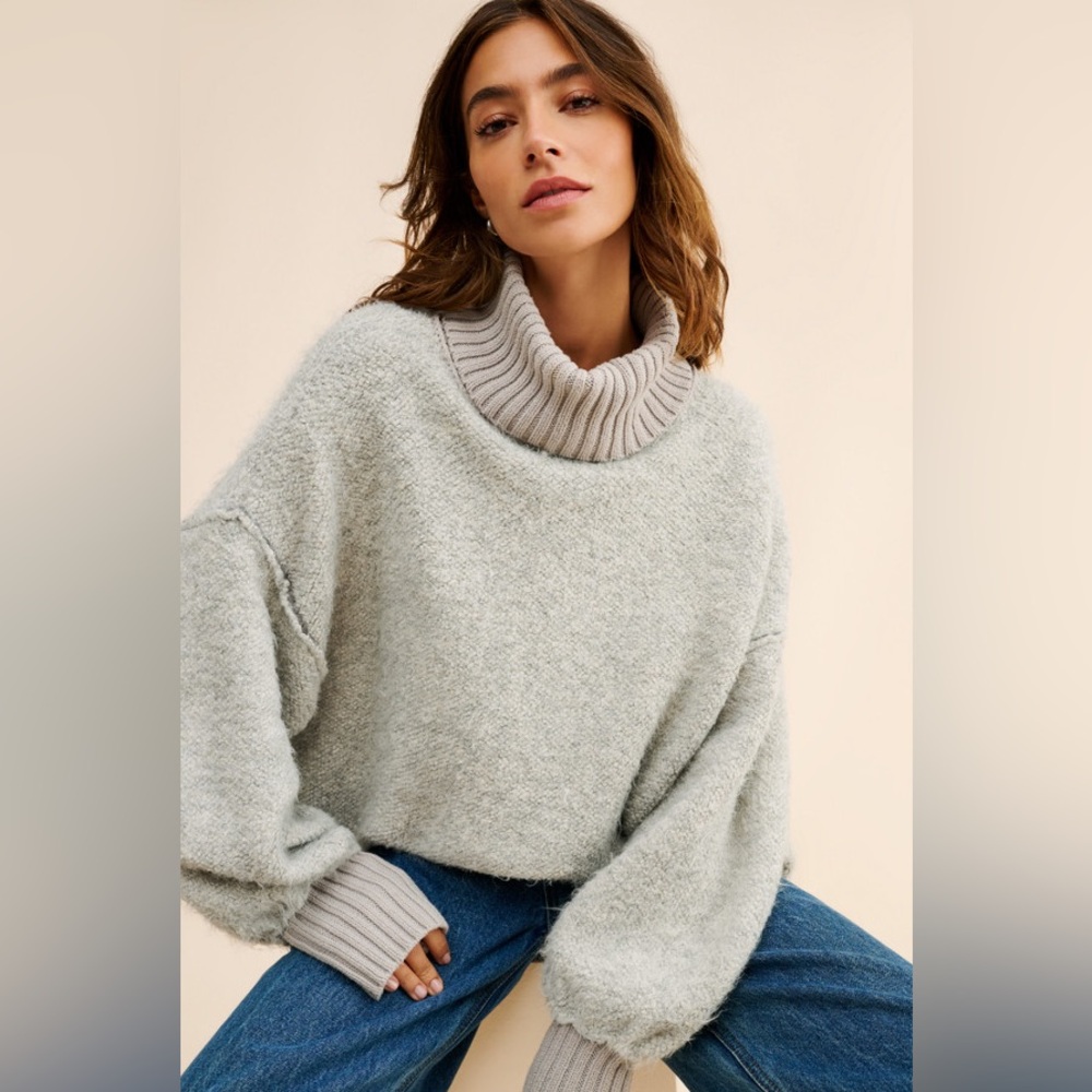 Free People Milo Pullover Sweater Gray L